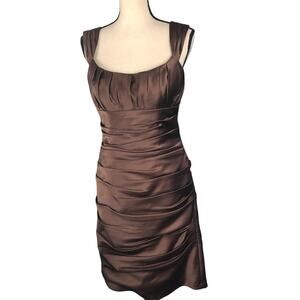 Bill Levkoff brown satin structured dress size 10